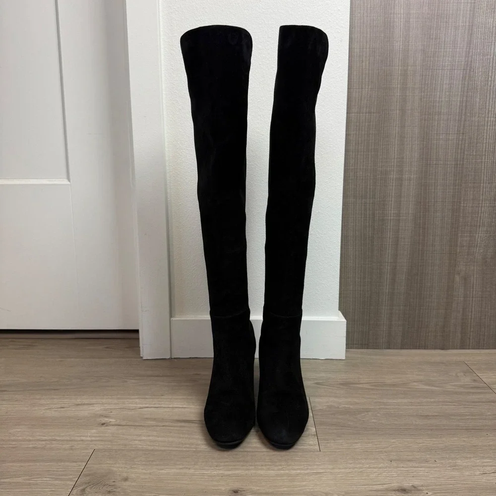 Stuart Weitzman Black Gillian 60 Microstretch Suede Over the Knee Boots Size 6.5